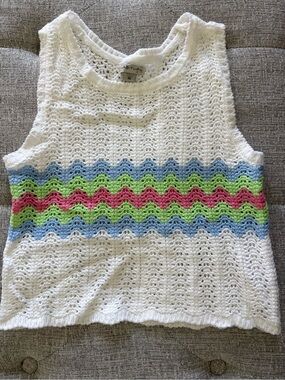 Habitual White Open-Knit Crewneck Tank